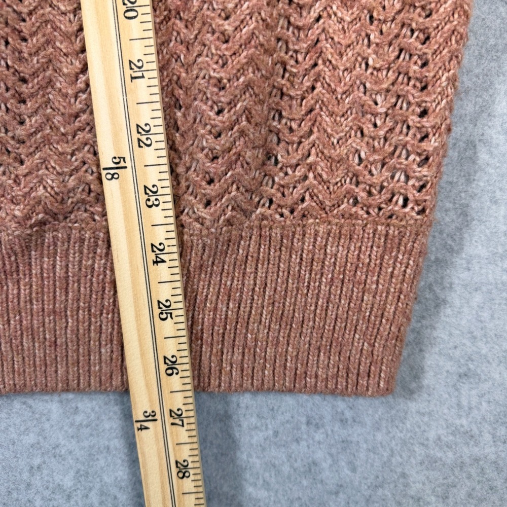Nicole Miller Sweater Womens Medium Blush Pink Open Knit Chevron Pointelle - Picture 7 of 9